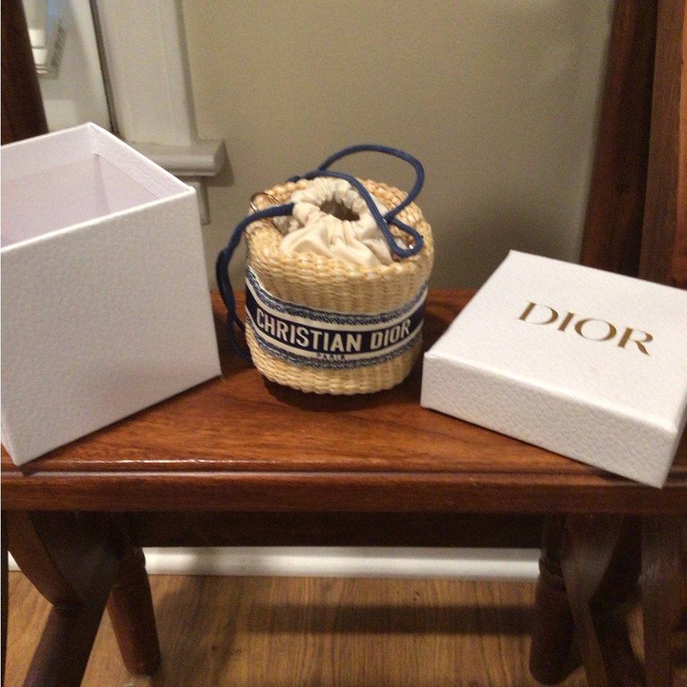 Dior Beige and Blue Bucket Bag